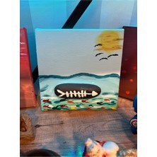 İki Cadı Tasarım Doğal Taş Detaylı Tual Tablo - Deniz