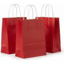 Esila Kağıtçılık 1.kalite 18X8X24 cm 3’ Lü Bordo Renkli Kraft Kağıt Çanta, Hediye Poşeti, Hediye Paketi, Kraft Çanta