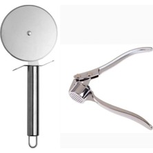 Kitchen Design Lab Büyük Boy Paslanmaz Çelik Hamur Kesme Ruleti ve Paslanmaz Çelik Pratik Sarımsak Ezeceği