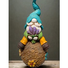 İki Cadı Tasarım Cüce Top Üzerinde Oturan Dekoratif Polyester Obje