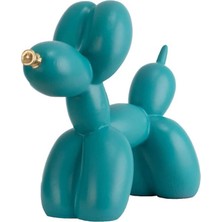 İki Cadı Tasarım Turkuaz Renkli Balon Köpek, Hediyelik, Ev Ofis Dekoratif Obje, Biblo - 20CM x 17CM