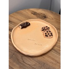 İki Cadı Tasarım Afiyet Olsun El Yapımı Pudra Rengi Seramik Tabak