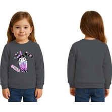 Sedirli Unisex Kuromi Baskılı Çocuk Swaetshirt 3 Iplik Şardonlu