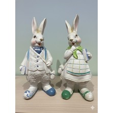 İki Cadı Tasarım 2'li Paskalya Tavşan Polyester Obje - 22 x 10 x 8 cm