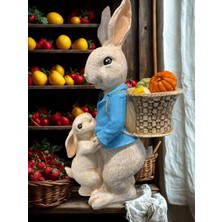 İki Cadı Tasarım Sepetli Yavrulu Tavşan Bahçe Dekor Tasarım Heykel , Bahçe ,ev , Çocuk Odası Dekoratif Obje