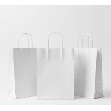 Esila Kağıtçılık 1.kalite 18X8X24 cm 3’ Lü Beyaz Renkli Kraft Kağıt Çanta, Hediye Poşeti, Hediye Paketi, Kraft Çanta