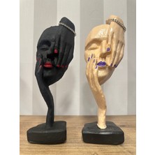 İki Cadı Tasarım Duygusal Saklanış Soyut Dekoratif Biblo 2'li Set