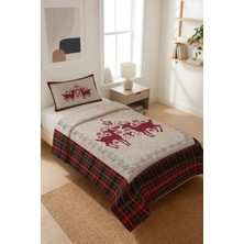 Dolce Mariee Yılbaşı Temalı Kadife Kumaş Kapitoneli Tek Kişilik Yatak Örtüsü Seti (2 Parça) TKY0046