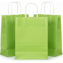 Esila Kağıtçılık 1.kalite 18X8X24 cm 3’ Lü Yeşil Renkli Kraft Kağıt Çanta, Hediye Poşeti, Hediye Paketi, Kraft Çanta