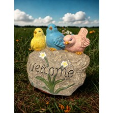 İki Cadı Tasarım Welcome 3'lü Kuş Dev Boy Polyester Dekoratif Obje