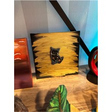 İki Cadı Tasarım Seramik Taş Detaylı 20X20 Tual Tablo - Süslü Kedi