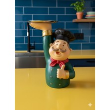 İki Cadı Tasarım Aşçı, Tepsi Tutan Şef Dekoratif Polyester Obje - 25 x 18CM