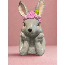 İki Cadı Tasarım Tavşan, Taçlı Dev Boy Dekoratif Polyester Obje