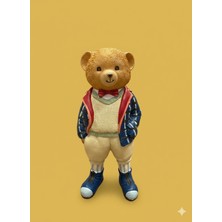 İki Cadı Tasarım Tedy Renkli Ceketli Sevimli Ayıcık Biblo