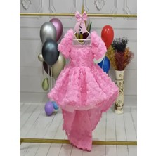 LilyMoon Kız Çocuk Özel Gün Elbisesi Gül Dokulu Abiye Model