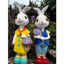 İki Cadı Tasarım Tavşan Kız ve Erkek 2 Li Lavantalı Set Dekoratif Polyester Obje