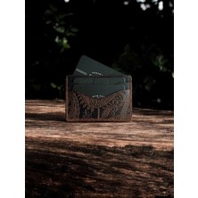 Kalkan Deri Taba Renk Kaşmir El Yapımı Doğal Deri Kartlık - 5 Bölmeli Minimalist ve Şık Tasarım