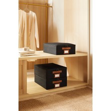 Ocean Home Textile 3'lü Siyah Renk Jüt Destekli Kutu Hurç Set 31 x 38 x 12 cm