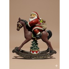 İki Cadı Tasarım Sallanan Atlı Noel Baba Polyester Obje - 29 x 29 x 7 cm