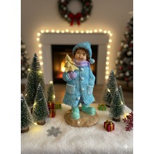 İki Cadı Tasarım Paltolu Çocuk Biblo Polyester Yılbaşı Ev Dekor Ürünü, 15X6CM