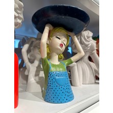 İki Cadı Tasarım Başında Tepsili Dekoratif Kadın Sunumluk, Dekoratif Obje