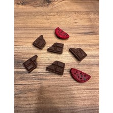 İki Cadı Tasarım Seramik Magnet Seti - Çikolata Karpuz