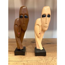 İki Cadı Tasarım Tek Vücut Biblo Taş Figür Ikili Set