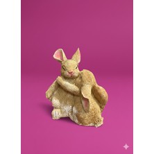 İki Cadı Tasarım Tavşan Sarılan Çift Mini Heykel Polyester Obje