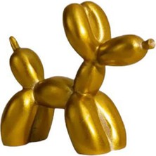 İki Cadı Tasarım Gold Renkli Balon Köpek, Hediyelik, Ev Ofis Dekoratif Obje, Biblo - 20CM x 17CM