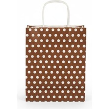 Esila Kağıtçılık 1.kalite 18X8X24CM 1 Adet Kahverengi Renk Beyaz Benekli Kraft Kağıt Çantahediye Poşetihediye Paketi