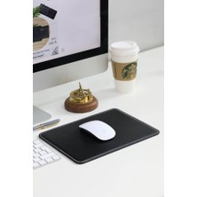 Guard Dikiş Detaylı Siyah Deri Mouse Pad 26 x 20 cm