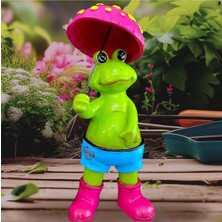 İki Cadı Tasarım Şemsiyeli Kurbağa Dekoratif Biblo , Ev Dekorasyonu , Bahçe Dekor Ürünü, Heykel