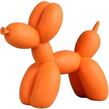 İki Cadı Tasarım Turuncu Renkli Balon Köpek, Hediyelik, Ev Ofis Dekoratif Obje, Biblo - 20CM x 17CM