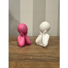 İki Cadı Tasarım Şık ve Dekoratif Pembe Beyaz Soyut Dekoratif Obje