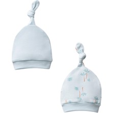 Ozz Baby Yeni Doğan Üstten Bağlamalı 2' Li Set  Bebek Şapkası (0-3 Ay) Organik Pamuk