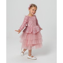 Miço Kids Payetli Peplumlu Kız Çocuk Abiye Elbise