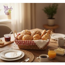 Mien Hasır Ekmeklik Sepeti – Dikdörtgen Ekmek Sunum Sepeti 20×27 cm – Kumaşlı Hasır Servis Sepeti