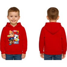 Sedirli Unisex Pawpetrol Baskılı Çocuk Swaetshirt Kapşonlu 3 Iplik Şardonlu