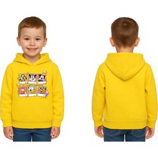 Sedirli Unisex Baskılı Çocuk Swaetshirt Kapşonlu 3 Iplik Şardonlu