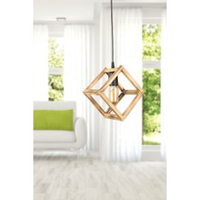 Begüsa Ahşap Küp Tekli Avize