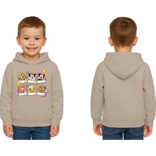 Sedirli Unisex Baskılı Çocuk Swaetshirt Kapşonlu 3 Iplik Şardonlu