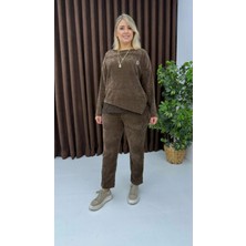 Mare Butik Asimetrik Detaylı Kadife Dokulu Ikili Takım Kahverengi