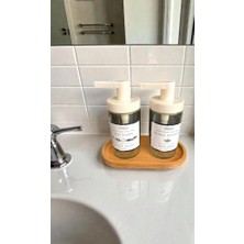 Trend Home Life Tackan Ahşap Stantlı Sıvı Sabunluk & Sıvı Deterjanlık Seti