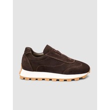 Cabani Hakiki Süet Deri Kahverengi Kürk Astarlı Kışlık Kadın Sneaker