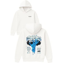 Vsrn Blessing Soul Tasarım Baskılı Oversize Beyaz Kapüşonlu Sweatshirt