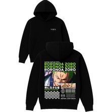 Vsrn Roro Tasarım Baskılı Oversize Siyah Kapüşonlu Sweatshirt