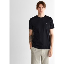 Gant Erkek Siyah Regular Fit Bisiklet Yaka T-Shirt