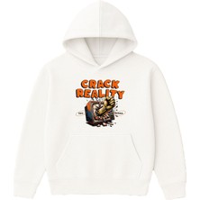 Vsrn Crack Realıty Tasarım Baskılı Oversize Beyaz Kapüşonlu Sweatshirt