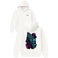 Vsrn Respect Tasarım Baskılı Oversize Beyaz Kapüşonlu Sweatshirt