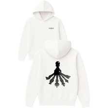 Vsrn Piyon Hayalleri Tasarım Baskılı Oversize Beyaz Kapüşonlu Sweatshirt